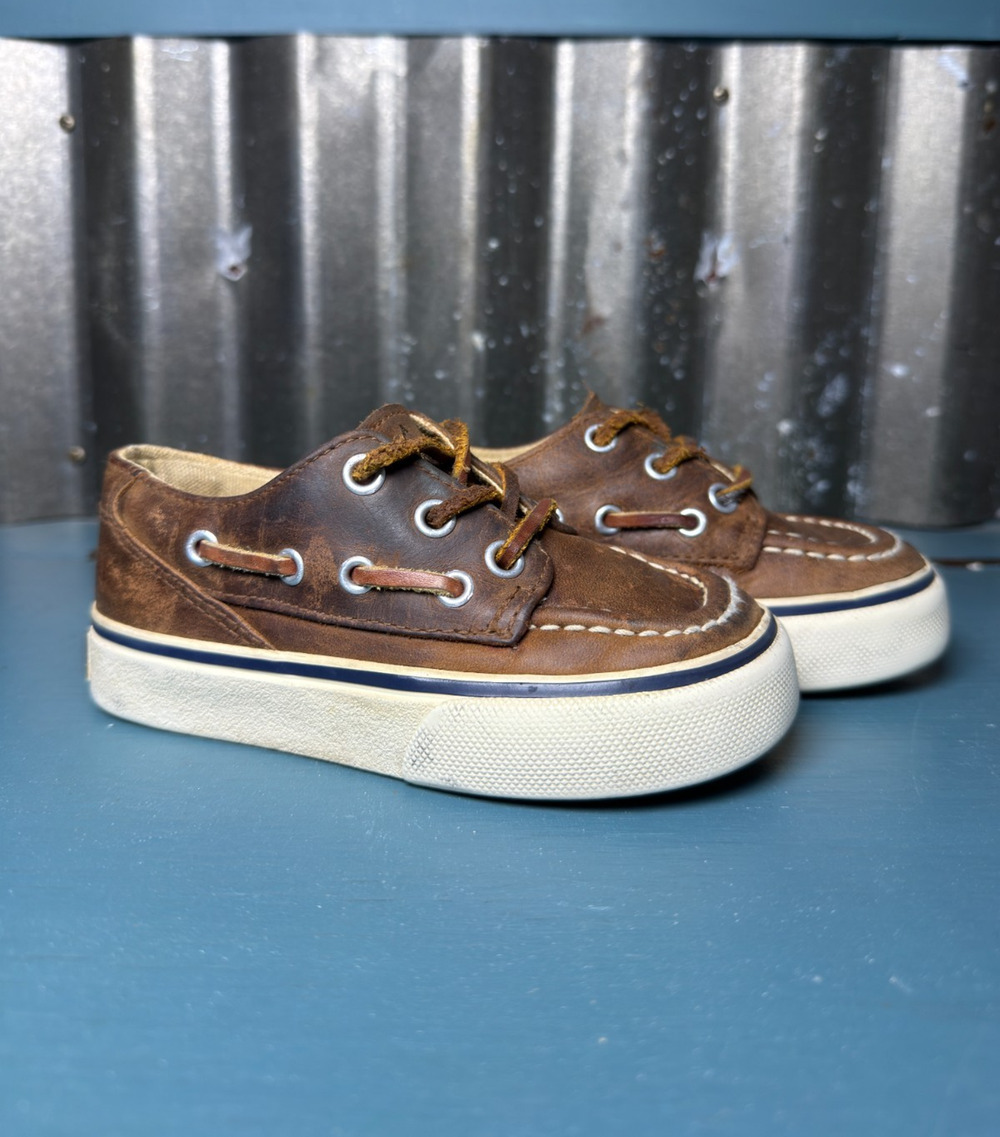 Polo Ralph Lauren Kids Boat Shoes Brown Leather Toddler Size 8 Moccasin School
